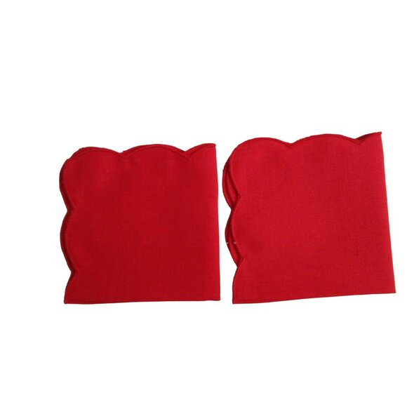 Vintage Red Embroidered Cocktail Napkins French Horn Design Two EUC - Picture 5 of 7